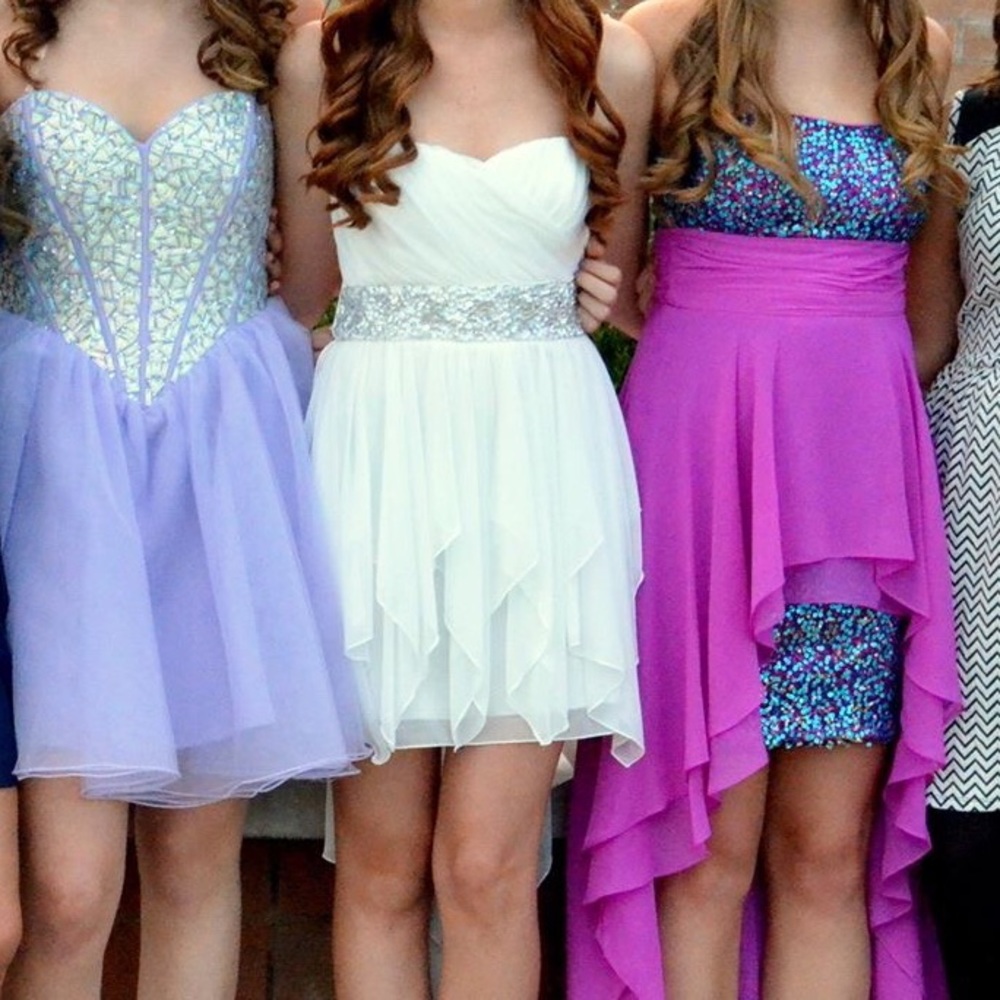 White High Low Homecoming Dress
